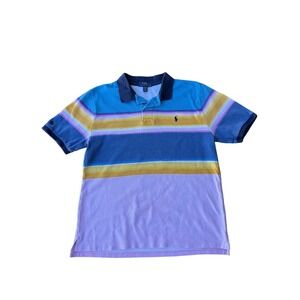 Polo Ralph Lauren Boys XL 18-20 Striped Polo Shirt Blue Purple Pony Logo